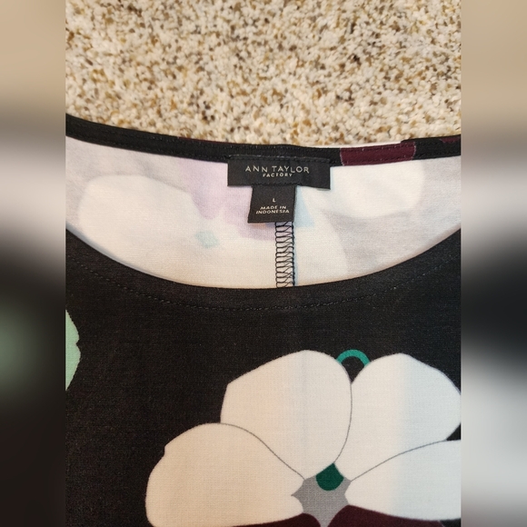 Ann Taylor Factory dress top floral 3/4 sleeve Lg - Picture 2 of 5